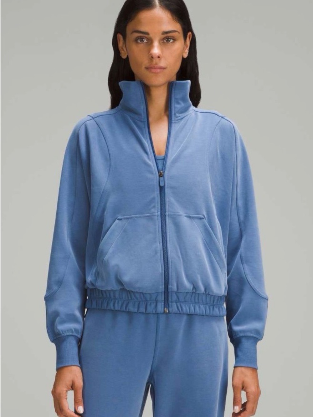 lululemon brushed softstreme funnel neck zip up NWT size 10 blue